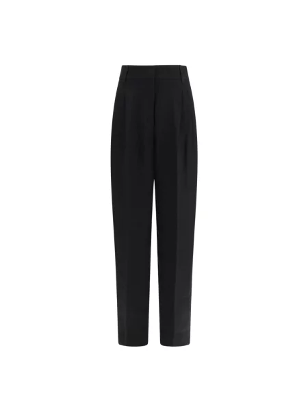 Lniane spodnie Max Mara Studio czarne
