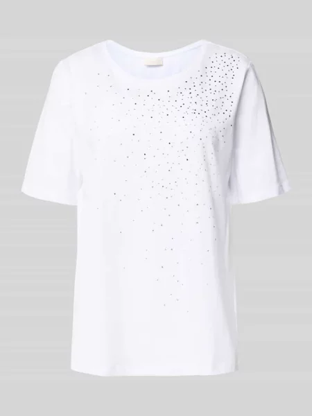 T-shirt zdobiony kamieniami Milano Italy biała