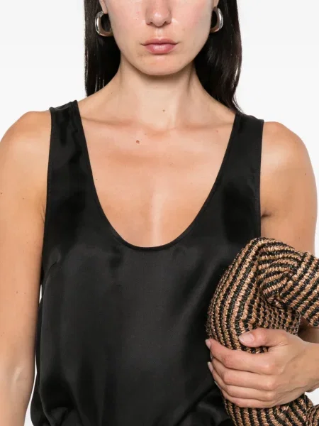 Top Loulou De Saison de mătase negru