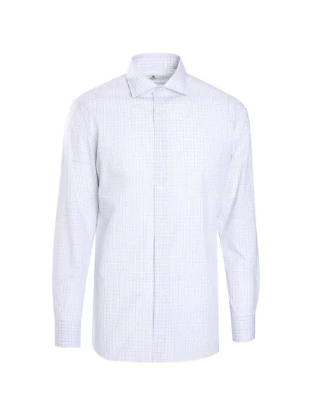 Cămașă Luigi Borrelli în carouri lungă alb