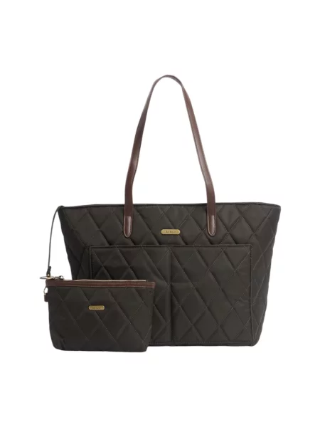 Shopperka Barbour skórzana zielona