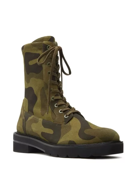 Botine Stuart Weitzman cu șireturi din dantelă verde