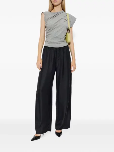 Pantaloni palazzo Alexander Wang de mătase albastru