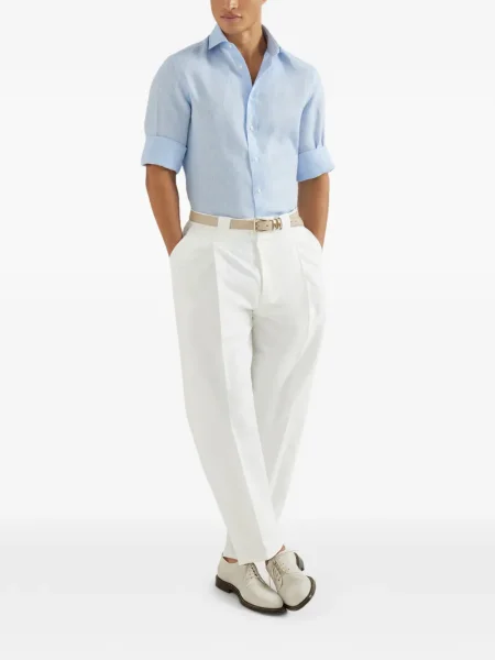 Pantaloni Brunello Cucinelli plisate alb