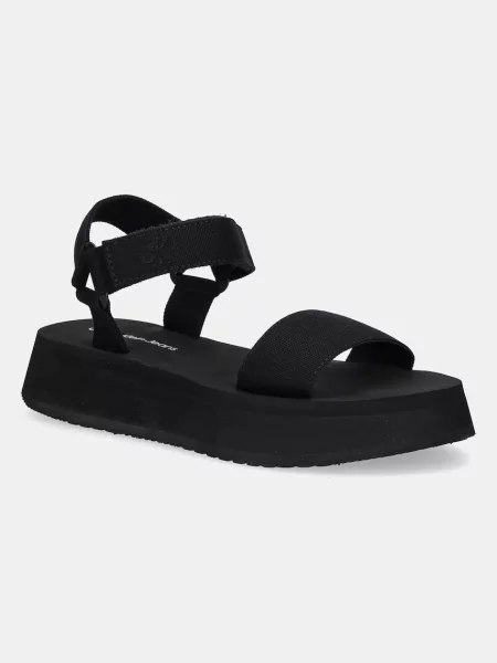 Calvin Klein Jeans sandały SANDAL VELCRO WEBBING MG na platformie czarny