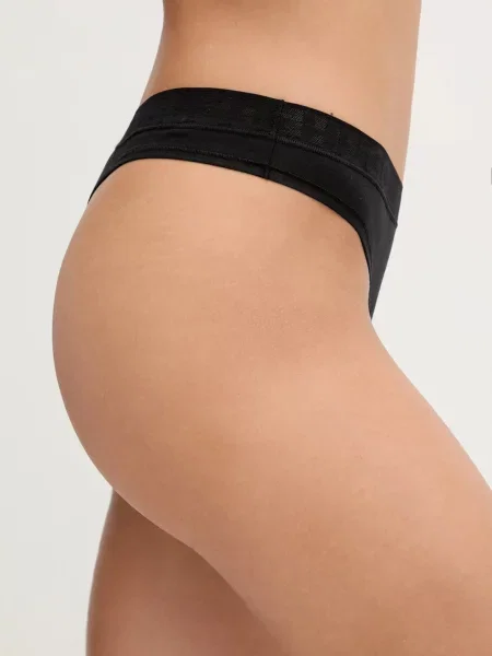 Tanga HUGO MESH LOGO THONG černé
