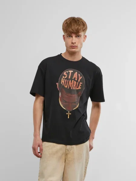 Mister Tee Marškinėliai Stay Humble kūno / tamsiai oranžinė juoda