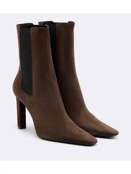 Cizme scurte Saint Laurent din piele de căprioară maro