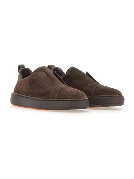 Sneakersy Santoni zamszowe wsuwane brązowe