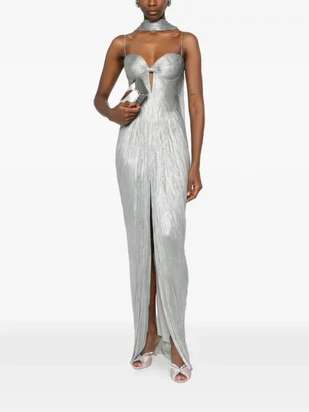 Maksi wyciąć sukienka maxi Maria Lucia Hohan garniturowa srebrna