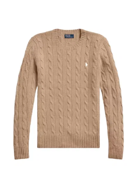 Siuvinėtas su raišteliu džemperis Polo Ralph Lauren v formos iškirpte rožinė