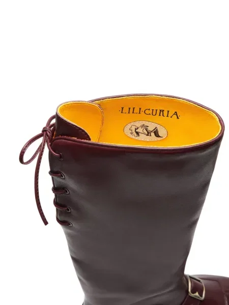 Μποτάκια Lili Curia με κορδόνια με δαντέλα καφέ