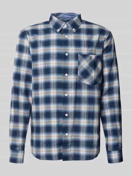 Koszula casualowa o kroju relaxed fit z czystej bawełny model COTTON CHECK LONGSLEEVE' Armedangels granatowa