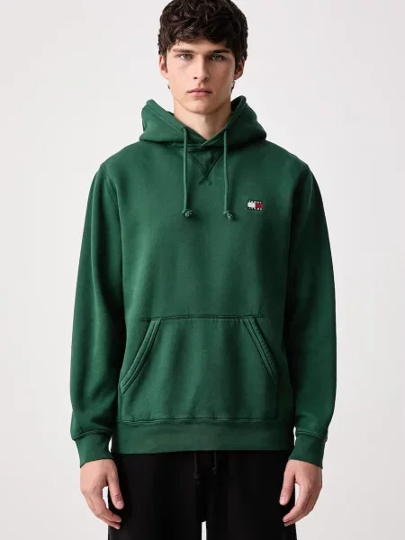 Tommy Jeans hanorac cu glugă pentru bărbați cu verde