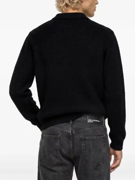Πλεκτό μακρύς polo Karl Lagerfeld Jeans μαύρο