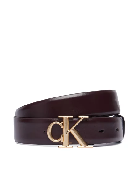 Opasok Calvin Klein Round Ck Buckle Belt Smooth Bordová