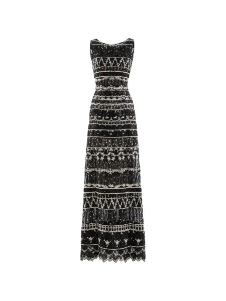Rochie maxi Saiid Kobeisy cu broderie lungă de costum negru