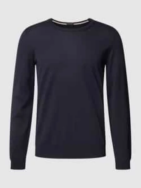 BOSS sweter wełniany lekki granatowy