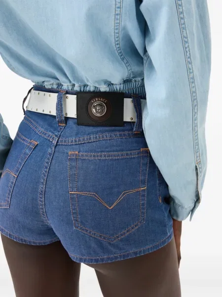 Pantaloni scurți din denim Versace albastru