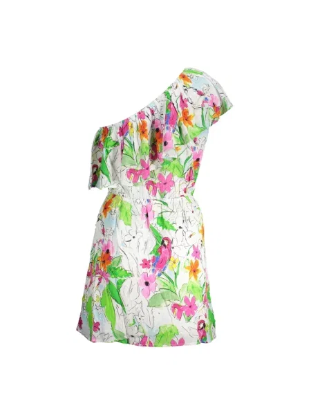 Mała mały sukienka mini Desigual na jednym ramieniu biała