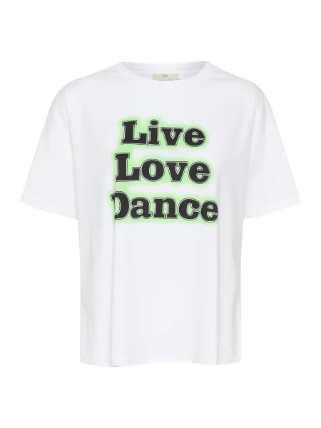 Kaffe Tricou Ellen verde deschis / negru alb