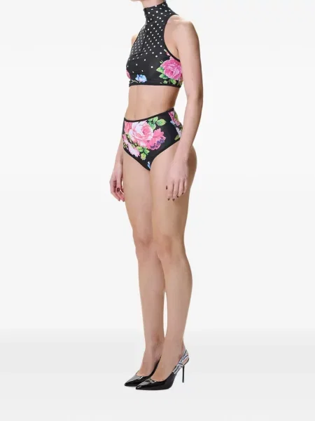 Bikini Moschino cu model floral negru