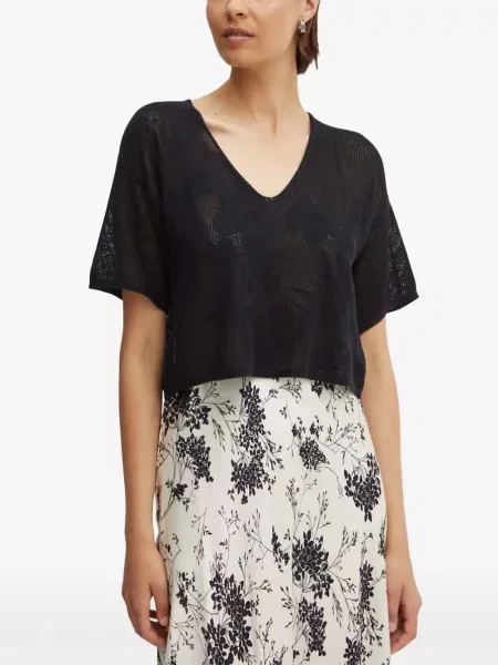 Tricou Benetton cu decolteu în V negru