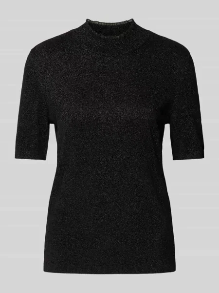 Bluzka z efektownej przędzy ze stójką Marc Cain czarna