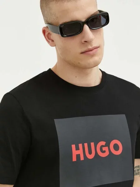 Тениска HUGO черно с принт