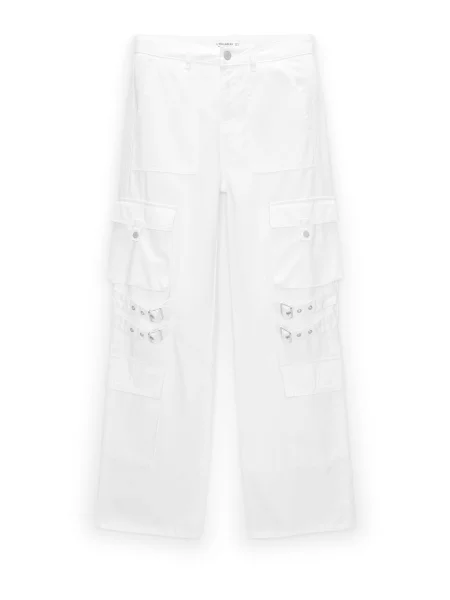 Pull&Bear Pantaloni eleganți alb