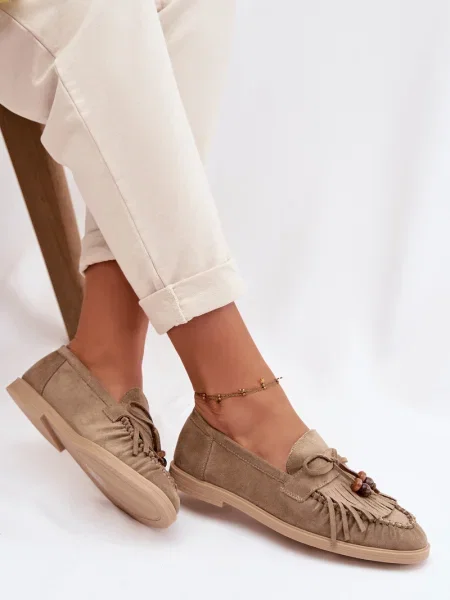 Mokasíny Boto s třásněmi bílé