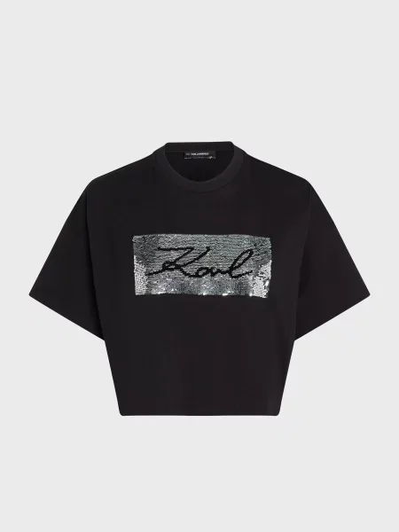 Двостороння футболка Karl Lagerfeld з паєтками чорна