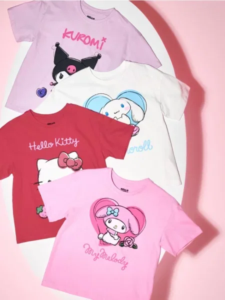 Sinsay trička 4 ks Hello Kitty and Friends vícebarevná