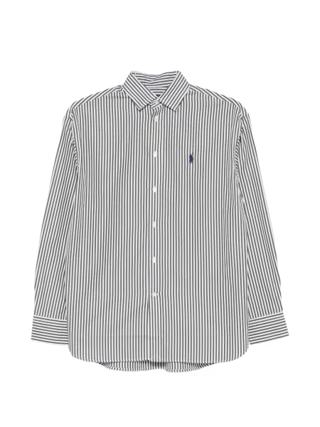 Cămașă Polo Ralph Lauren cu broderie cu dungi de catifea cord maro
