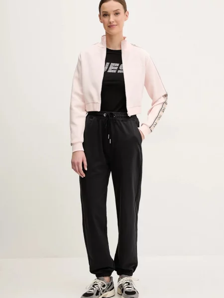 Guess bluza z aplikacją różowy
