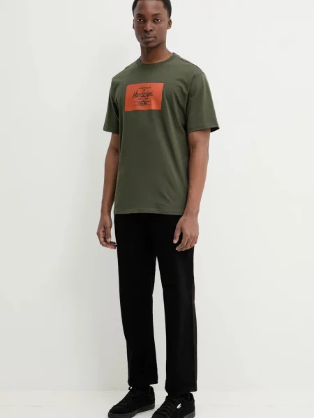 Herschel t-shirt z nadrukiem zielony