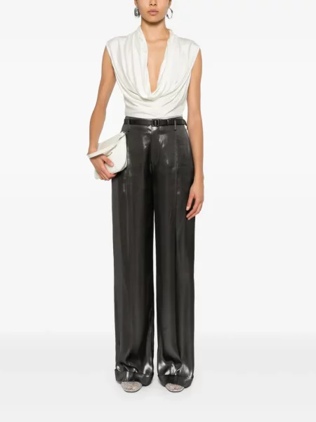 Plisuoti plačiakojis kelnės Ralph Lauren Collection sidabrinė