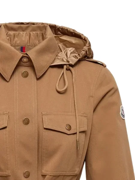 Geacă Moncler cu glugă maro