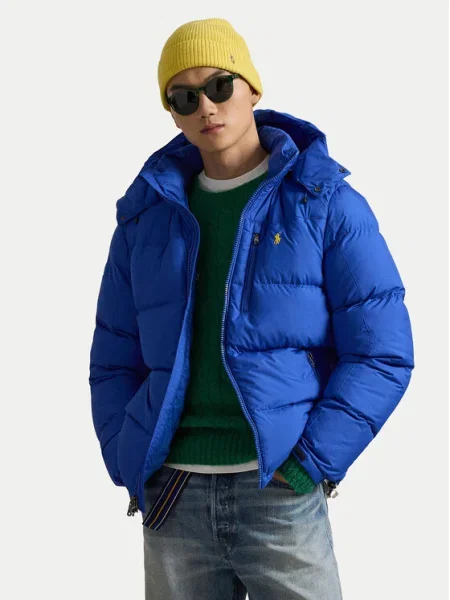 Пухено яке Polo Ralph Lauren тъмносиньо зимен модел синьо