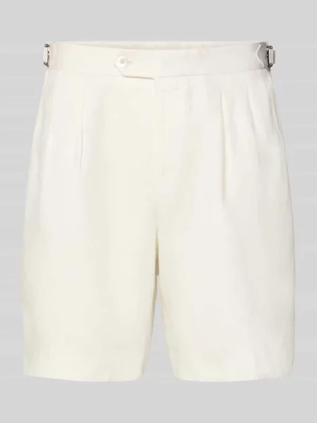 Szorty o kroju tapered fit z czystego lnu model PERIN' Boss białe