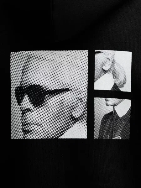 Hanorac cu glugă Karl Lagerfeld cu imagine negru