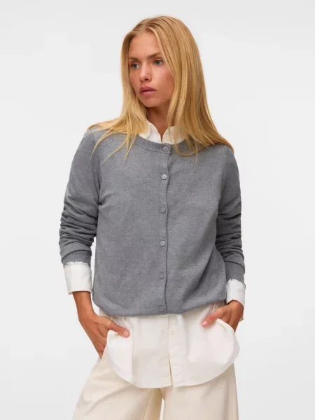 VERO MODA Kardigán VMSILJE melírovaná sivá