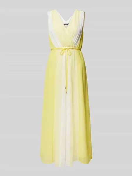 Sukienka midi w stylu kopertowym Comma żółta