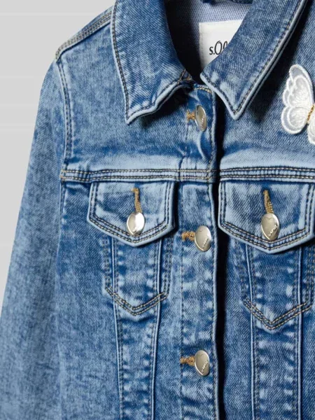 Kurtka jeansowa o kroju regular fit z mieszanki bawełny i lyocellu S.oliver Red Label niebieska