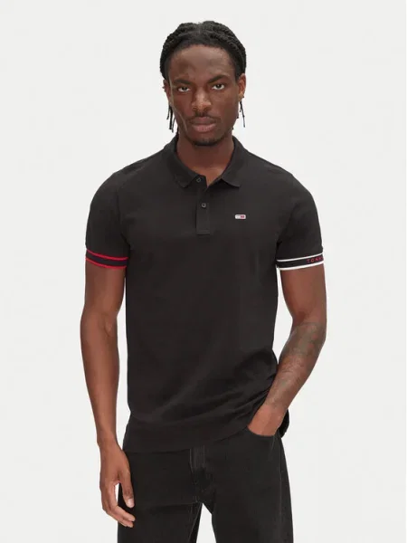 Tricou polo Tommy Jeans negru