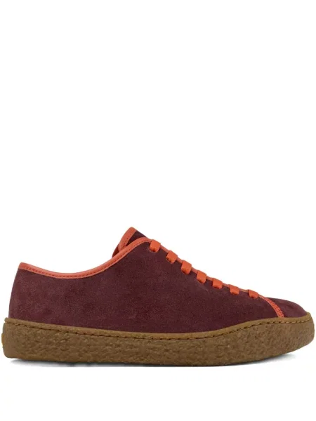 Sneakerși Camper cu șireturi din piele de căprioară roșu
