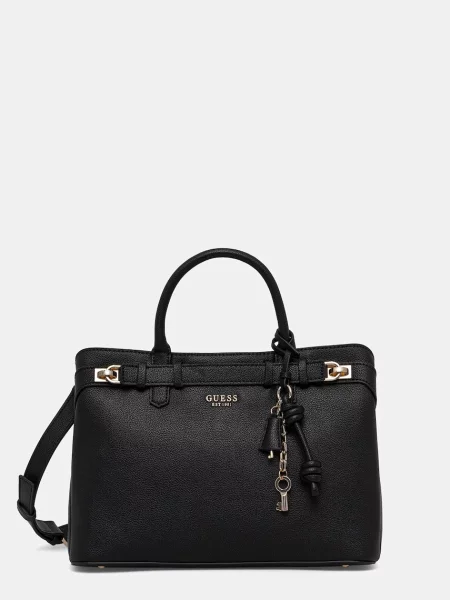 Lniana duża listonoszka Guess czarna