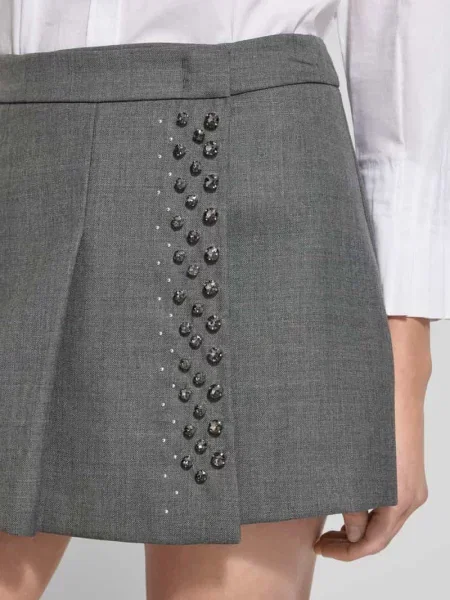 Rozkloszowana spódnica mini z dodatkiem żywej wełny Max&co.