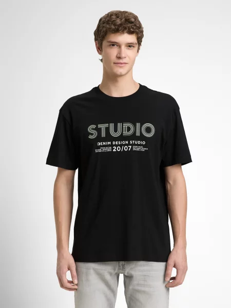 TOM TAILOR DENIM Tričko svetlosivá / svetlozelená čierna