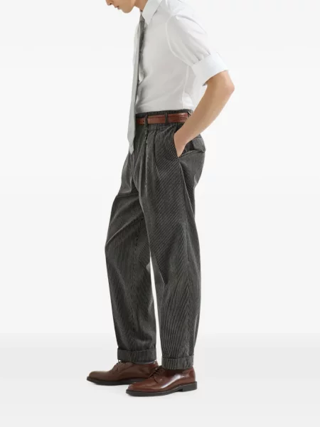 Pantaloni Brunello Cucinelli de catifea cord gri